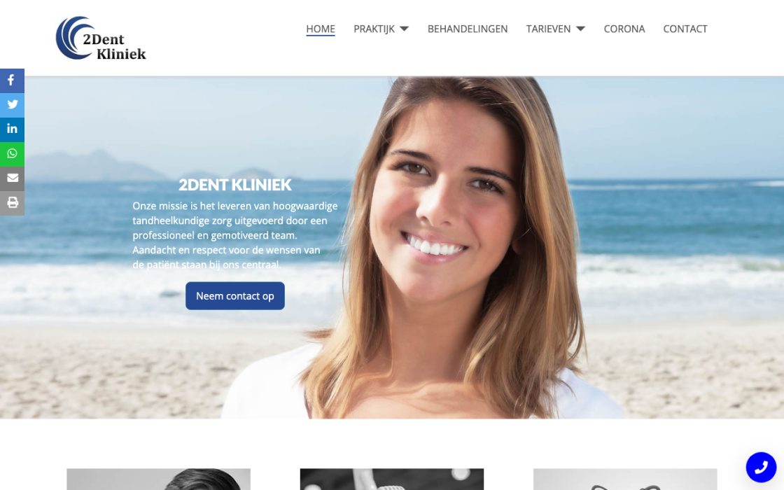 Website van 2Dent kliniek
